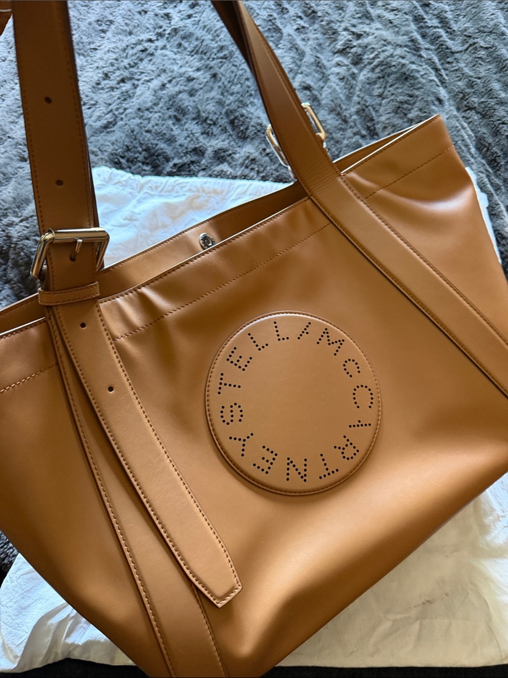 Stella McCartney Cognac Brown Tote with Circular Logo Detail - Picture 3 of 5